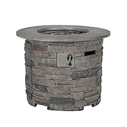 GDF Studio Blomgren 32-inch Stone Circular MGO Fire Pit With Grey Top - 40,000 BTU
