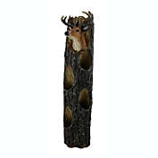 Zeckos Deer Head On Weathered Log Rustic Wall Mounted 4 Bottle Wine Holder 19 Inch