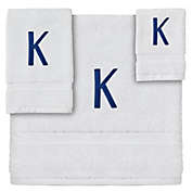 Juvale 3-Piece Letter K Monogrammed Bath Towels Set, Embroidered Initial K Wedding Gift (White, Blue)