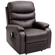 HOMCOM Manual Massage Recliner Chair Padding Single Sofa with Heat and Remote Control, 8 Massaging Points, Storage Pockets, PU Leather, - Brown