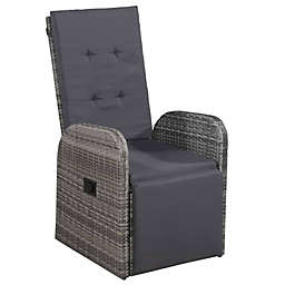 vidaXL Reclining Patio Chair with Cushion Poly Rattan Gray