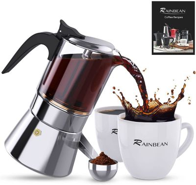 Rainbean  RAINBEAN Italian Expresso Maker, Pot, Stovetop Coffee Makers, Stainless Steel Coffee