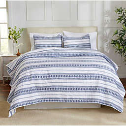 NY Loft Navy King Quilt Set with Shams, Lightweight Bedspread, Sydney Collection
