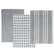 Wrapables 100% Cotton Kitchen Dish Towels (Set of 3), Gray