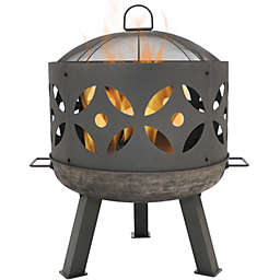 Sunnydaze Retro Cast Iron Fire Pit with Spark Screen - 26-Inch