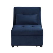 Lexicon Garrell Collection Modern Storage Bench with Pull-out Ottoman - Dark Blue