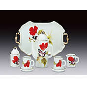 Mini Porcelain Children&#39;s Tea Set with Hibiscus Flower Pattern