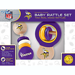 BabyFanatic Wood Rattle 2 Pack - NFL Minnesota Vikings - Officially Licensed Baby Toy Set