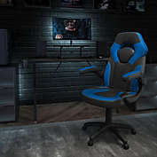 Flash Furniture Optis Black Gaming Desk and Blue/Black Racing Chair Set with Cup Holder, Headphone Hook, and Monitor/Smartphone Stand