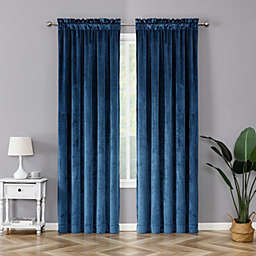 Kate Aurora Royal Living 2 Pack Rod Pocket Light Filtering Velvet Window Curtain Panels - Navy Blue