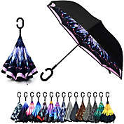 Parquet Men & Women&#39;s Inverted Windproof Umbrellas - Automatic Open & Close - Pink Feather