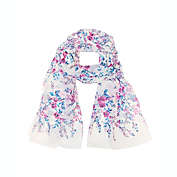 Wrapables Lightweight Floral Spring Chiffon Scarf, Floral White