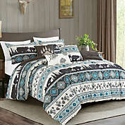 Infinity Merch Comforter Big Bear Southwestern Turquoise Aztec 6 Piece Set in Queen Blue