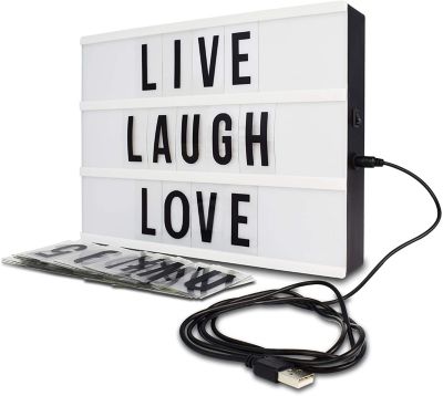 6 Sizes Cinematic Led Light Up Box Frame With Letters Word Display Sign Decor 