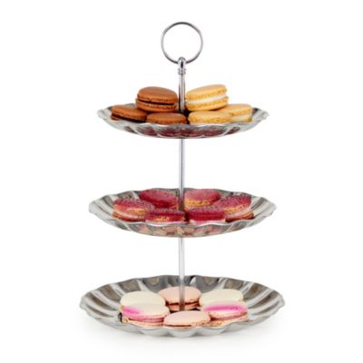 Juvale 3 Tier Dessert Stand, Silver Metal Serving Tray to Display Cupcakes, Pastries, Finger Food (13 Inches)