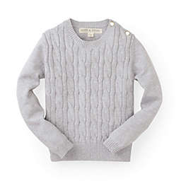 Hope & Henry Girls' Cable Front Sweater (Grey, 12-18 Months)