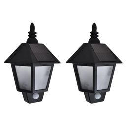 Home Life Boutique Solar Wall Lamps 2 pcs with Motion Sensor Black