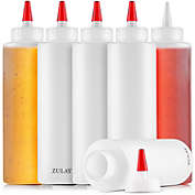 Zulay Kitchen Plastic Condiment Squeeze Bottle 6 Pack - 17 oz