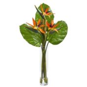 Nearly Natural Bird of Paradise Artificial Arrangement in Cylinder Vase