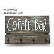 Contemporary Home Living 19.5" Brown and White Contemporary "Coffee Bar" Wall Signs with Hooks
