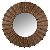 Contemporary Home Living 30" Brown Boho Round Wall Mirror