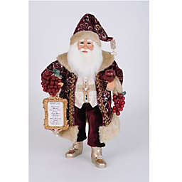 Karen Didion Sparkling Burgundy Wine Santa Christmas Figurine 17 Inch Multicolor
