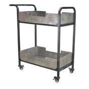 Cheungs Decorative Metal Frame Cart With Locking Wheels And Removable Metal Trays