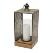 Melrose Home Decorative Candle Holder 7.25"L x 17.25"H Iron/Wood/Glass