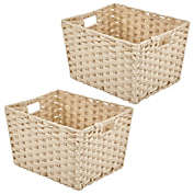 mDesign Wide Rectangular Woven Home Storage Basket Bin, 2 Pack