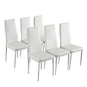 Infinity Merch 6pcs High Backrest Dining Chairs in White