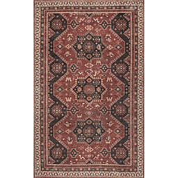 nuLOOM Kathryn Machine Washable Traditional Rustic Area Rug, Red, 5'x8'