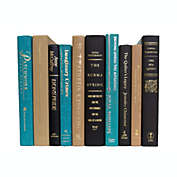 Booth & Williams Black, Teal, Gold Team Colors Decorative Books, One Foot Bundle of Real, Shelf-Ready Books