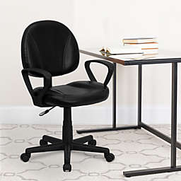 Emma + Oliver Mid-Back Black LeatherSoft Swivel Ergonomic Office Chair - Back Adjustment
