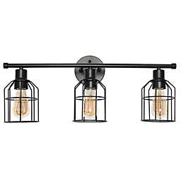 Elegant Designs Home Decorative Bathroom Vanity Light with Open Wire Cage Shade in Matte Black Finish