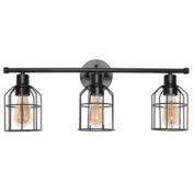 Elegant Designs Home Decorative Bathroom Vanity Light with Open Wire Cage Shade in Matte Black Finish