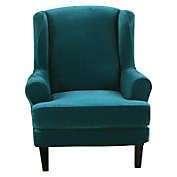 Infinity Merch Armchair Chair Stretch Wingback Slipcovers 2 Pcs Dark Blue
