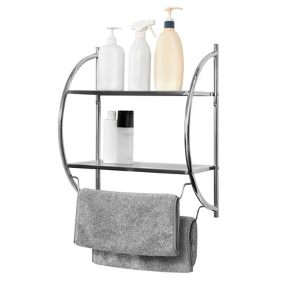 Juvale 2-Tier 2-Swing-Bar Shelf Organizer, Towel Rack, Wall Mount for Bathroom and Kitchen, Chrome Metal