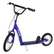 Aosom Youth Scooter Kick Scooter for Kids 5+ with Adjustable Handlebar Front and Rear Dual Brakes Inflatable Wheels, Blue