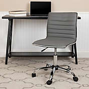 Flash Furniture Low Back Designer Armless Light Gray Ribbed Swivel Task Office Chair
