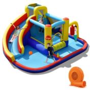 Gymax 7-in-1 Inflatable Water Slide Water Park Kids Bounce Castle With 750W Air Blower