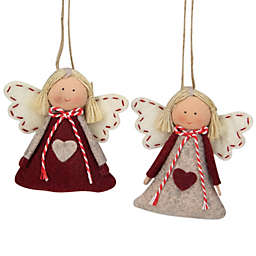 Northlight Set of 2 Gray and Red Angel Christmas Ornaments 3.5