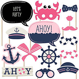 Big Dot of Happiness Ahoy - Nautical Girl - Photo Booth Props Kit - 20 Count
