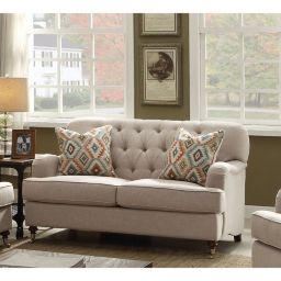Yeah Depot Alianza Loveseat w/2 Pillows in Beige Fabric