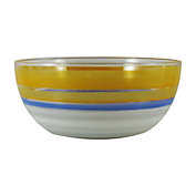 Golden Hill Studio 11" Orange and White Contemporary Striped Glass Serving Bowl
