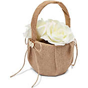 Sparkle and Bash Jute Flower Girl Basket for Wedding Accessory (5 x 8.7 Inches)