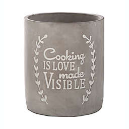 Urban Trends Collection Cement Round Utensils Holder with Engraved 