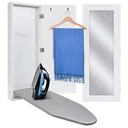 Ivation Ironing Board, Wall Mount Sleeve Ironing Board and Ironing Board Cover with Hooks & Mirror