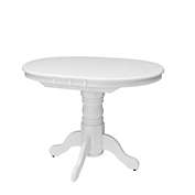 CorLiving Dillon Extendable White Oval Pedestal Dining Table with 12in Butterfly Leaf