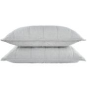 100% French Linen Box Stitch Quilted Sham Set - King - Pebble Heather/Pinstripe   BOKSER HOME