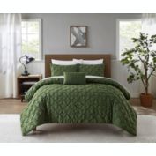 Chic Home Bradley Comforter Set Diamond Pinch Pleat Pattern Design Bedding - Decorative Pillow Shams Included - 4 Piece - Queen 90x92", Green